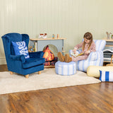 Coastal Beanbag Chair and Footstool for Children