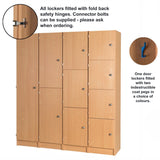 Primary Height One, two, three & Four Door Premium Wooden Lockers - H1370mm Flat Top with knob handles