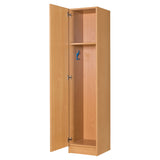 Secondary Height One Door Premium Wooden Locker - H1800mm Flat Top open door with one shelf and blue coat hook