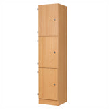 Secondary Height Three Door Premium Wooden Locker - H1800mm Flat Top with knob handle