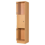 Secondary Height Three Door Premium Wooden Locker - H1800mm Flat Top with knob handle and two open doors with fold back hinges 2