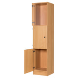 Secondary Height Three Door Premium Wooden Locker - H1800mm Flat Top with knob handle and two open doors with fold back hinges