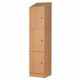 Secondary Height Three Door Premium Wooden Locker - H1800mm Slope Top with knob handle