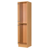 Secondary Height Two Door Premium Wooden Locker - H1800mm Flat Top with open doors and fold back hinges 1